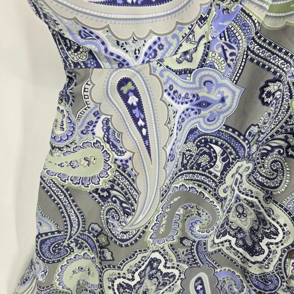 Only necessities womens size 4X purple blue paisley button up short sleeve shirt - Picture 3 of 8